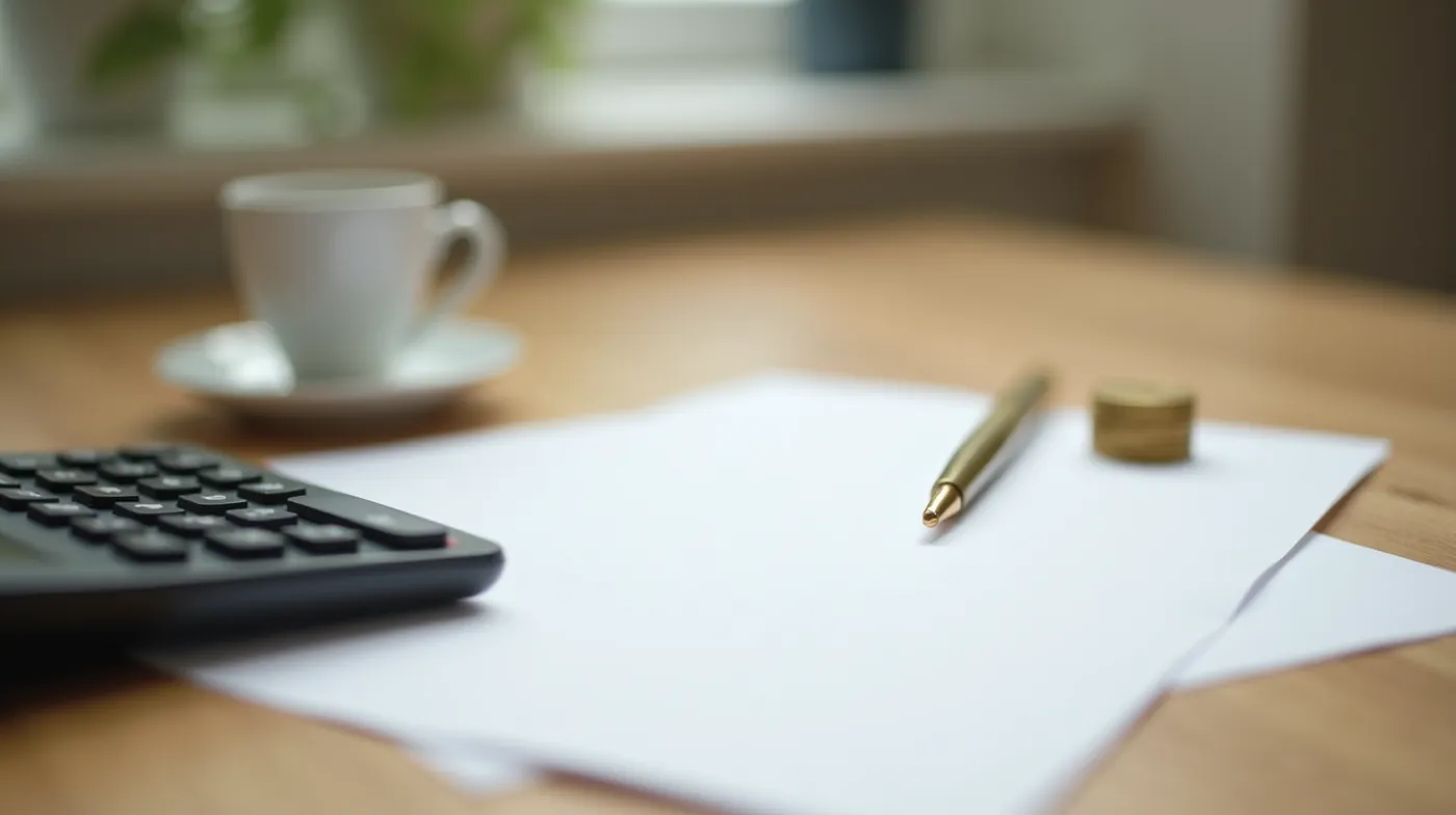 A professional editorial photograph of a clean wooden desk in soft morning window light: a modern matte-black desktop ca